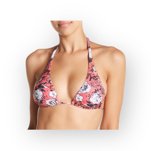 new Vix ⁂ Beach Bikini Triangle Halter Top ⁂ Pink Tropical Floral Print ⁂ Large - Picture 14 of 17